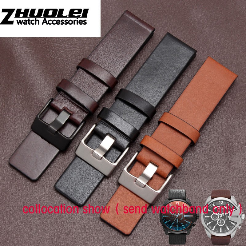 Diesel Watch Cowhide Leather Strap , Fit Strap DZ7312 | DZ4323 | DZ7257 with stainless steel pin clip 24 26 27 28 30mm