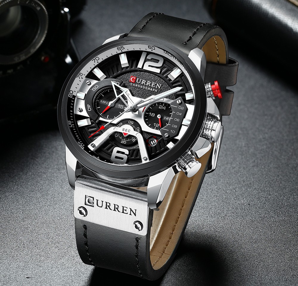 CURREN Casual Sport Watch Blue Watch Men Luxury Military Leather Wrist Watch Man Watch Fashion Chronograph Relogio Masculino