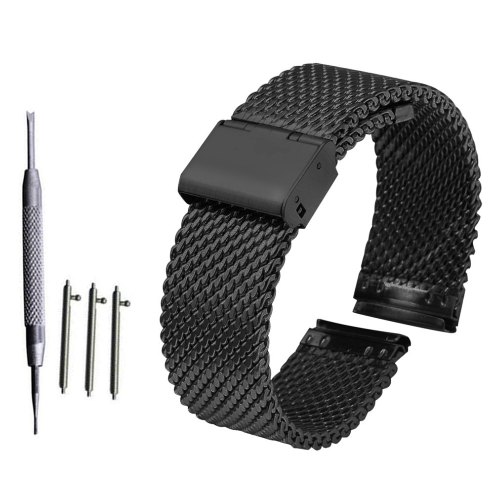 18mm 20mm 22mm 24mm Universal Milanese Watchband Quick Release Watch Band Mesh Stainless Steel Strap Wrist Strap Bracelet Black