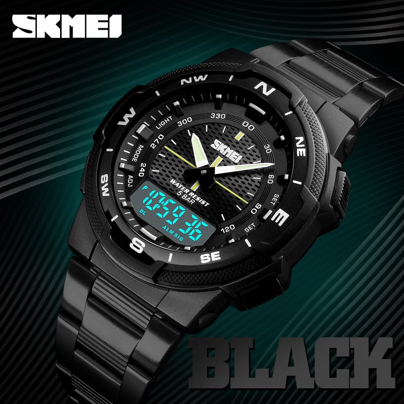 SKMEI-Men's Sport Watch, Men's Wrist Watch, 50m Water Resistant, Digital, Quartz, Dual Time, Military, Climbing & Swimming