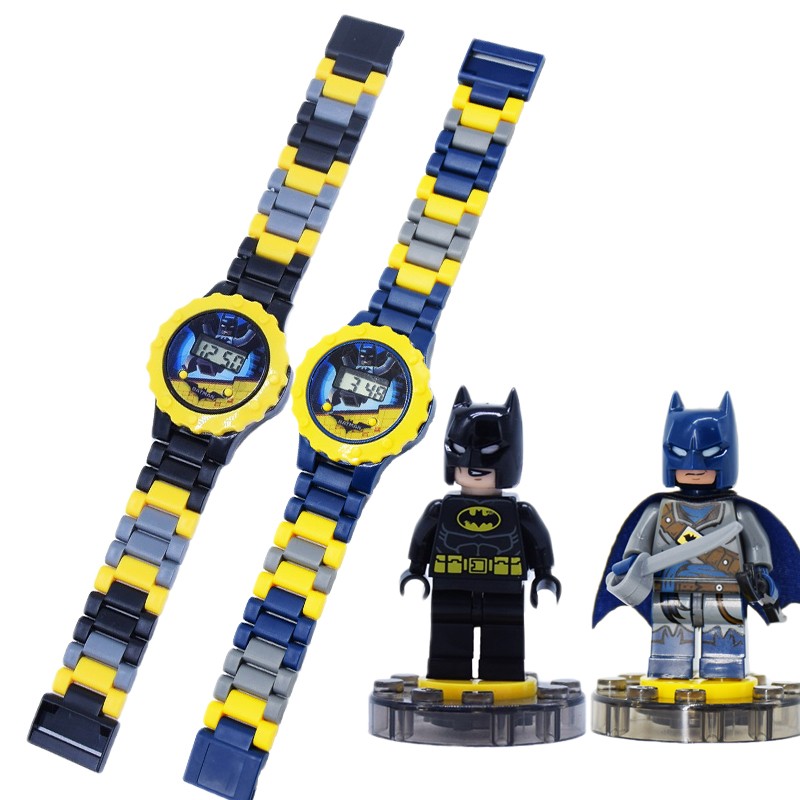 Animation Batman Children Building Block Assembly Watch Doll Kids Detachable Building Blocks Toy Clock Children Birthday Gifts