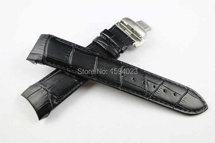 22/23/24mm For T035407A T035617A T035627A T035614 High Quality Butterfly Buckle Genuine Leather Curved End Watchband Belts