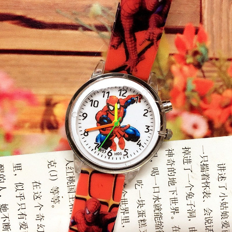 Disney Spiderman Watch for Kids, Shiny Leather, Quartz, Gift for Boys and Girls, SALE