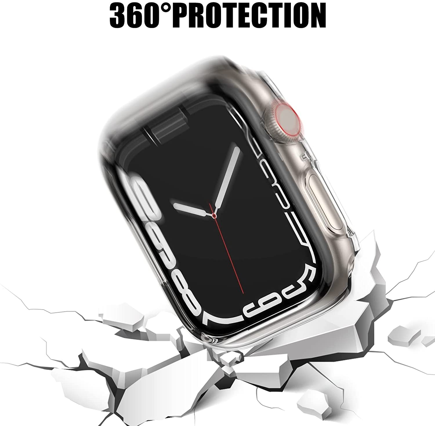 Case With Screen Protector For Apple Watch Series 7 45mm 41mm Hard PC Full Face Protector Bumper Cover Case For iWatch 7 45mm Series