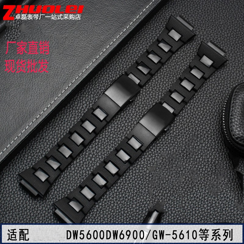 For Casio G-SHOCK DW-5600 DW6900 DW9600 GW-M5610 Black Plastic Strap Stainless Steel Buckle Men Bracelet Band Watch Accessories