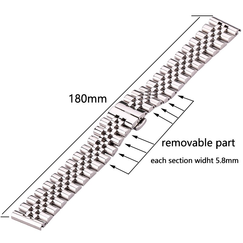 أحزمة ساعة من الفولاذ المقاوم للصدأ مطلية بالفضة ، إكسسوارات سوار ساعة معدنية ، 16 18 19 20 21 22 مللي متر