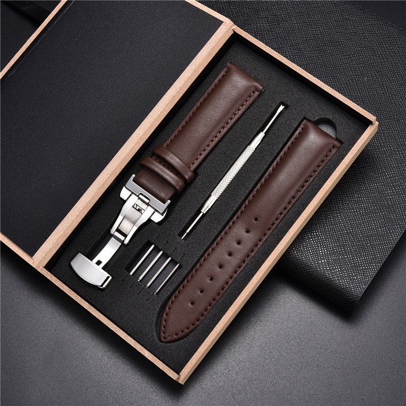 Leather Straps With Box For Samsung Galaxy Watch 4 40mm 44mm/4 Classic 42mm 46mm Active 2 Band Replacement Watchband Bracelet