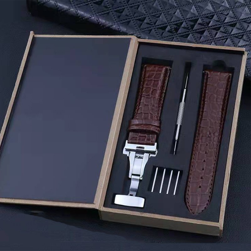 Quick release crocodile genuine leather watch strap parts red white 20mm 22mm animal skin straps with wooden box and tool