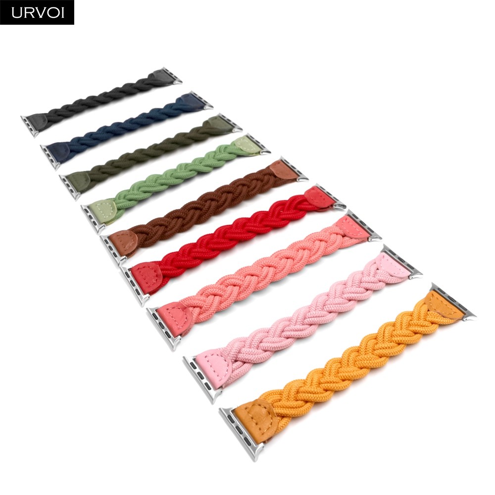 URVOI Braided Band for Apple Watch Series 7 6 SE 5 4321 Woven Nylon Strap for iWatch 40 44mm Stretchable Classic Design