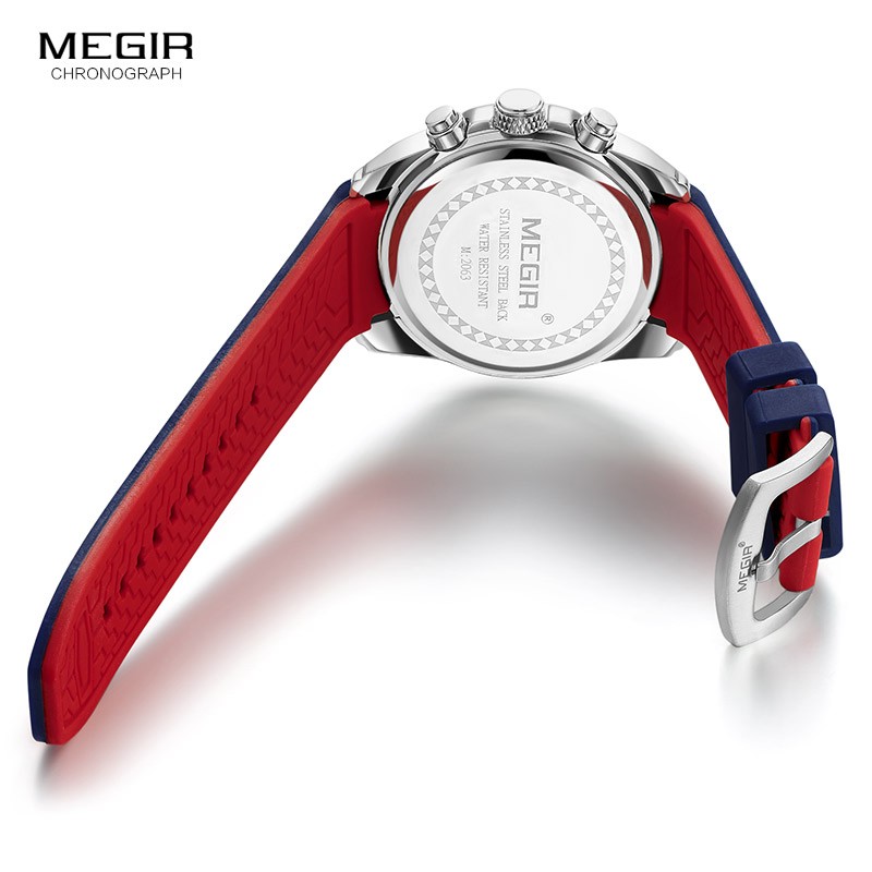 MEGIR - Genuine Leather and Stainless Steel Watch Strap, Fabric Strap Accessory