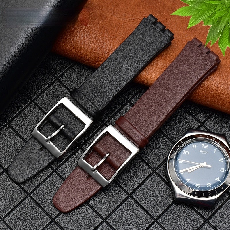 Genuine Leather Watch Band For Swatch Gb274 Gn239 Gb294 Gb287 Men's And Women's 17mm Watch Strap