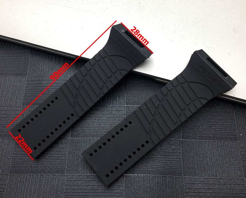 Soft Watchband Watches Silicone Rubber Black Band 28mm Fit For Porsche Strap Design World Timer For P6750 Free Tools