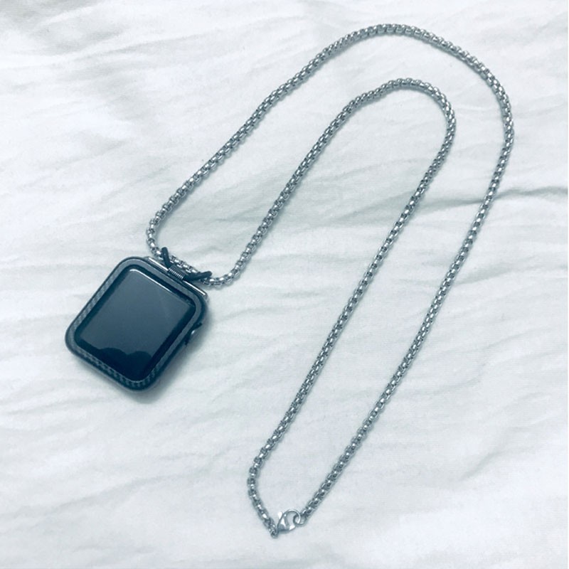 Metal Pendant Necklace for Apple Watch 45mm 44mm 42mm 38mm 41mm Replacement Strap Compatible for iWatch Series 7 6 5 4 3 2 1 SE