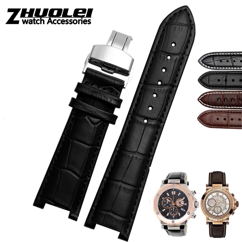 Genuine leather watchband for GC wristband 22*13mm 20*11mm engraved strap with butterfly stainless steel buckle