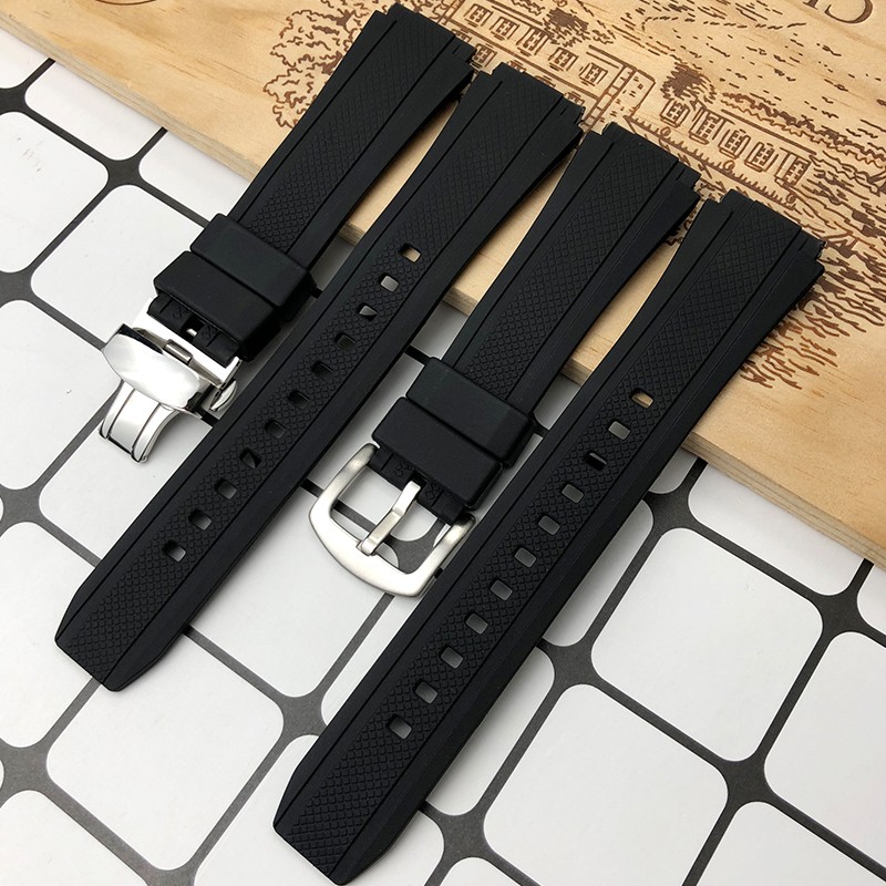 25mm*20mm Rubber Watchband Replacement for Edifice Series EF-552 Waterproof Sport Watch Strap Silicone Steel Clasp Free Tools