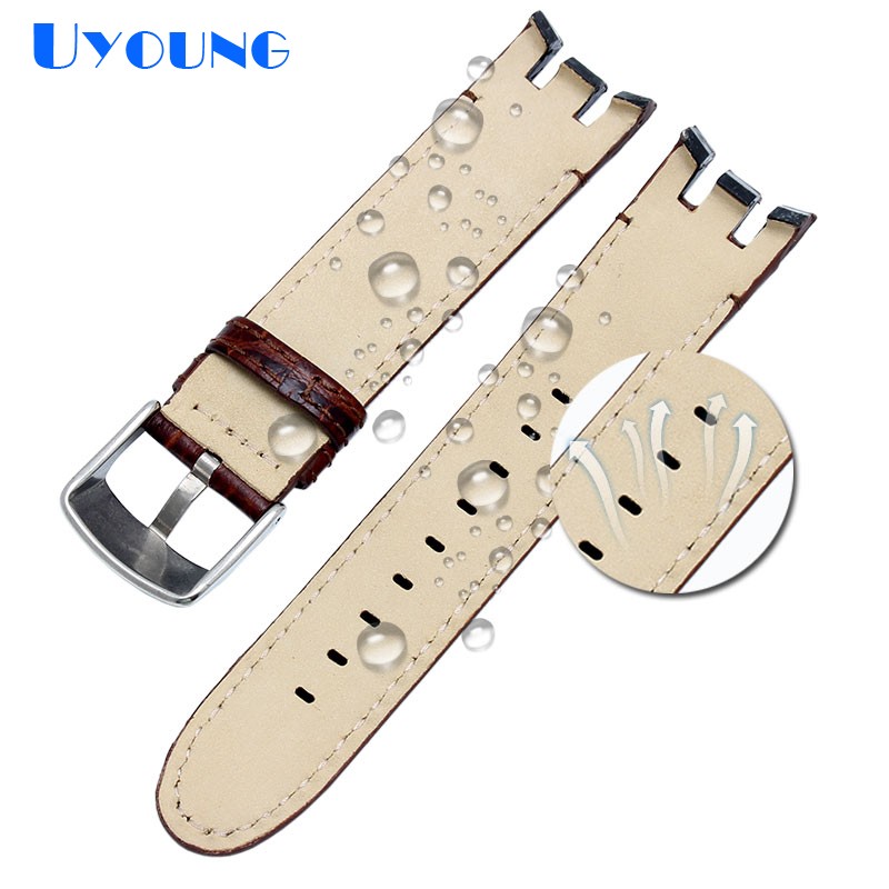 High Quality Genuine Leather Watch Strap For Swatch YRS403 412 402G Watch Band 21mm Watchband Men Curved End Watches Bracelet