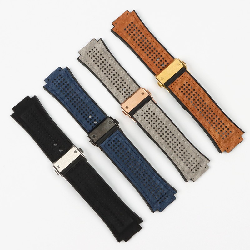 29*19mm Crazy Horse Leather Nature Rubber Silicone Watchband Watch Band Strap for Hublot Strap 30mm King Power Chain Charging Tools