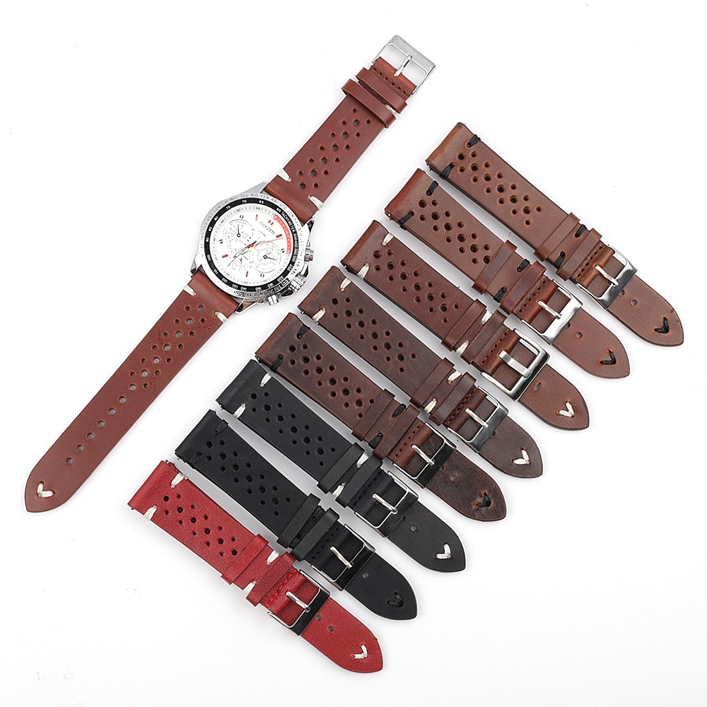 Onthelevel Leather Watch Strap 18mm 20mm 22mm 24mm Durable Coffee Brown Color Watch Band Quick Release Watch Straps Replacement