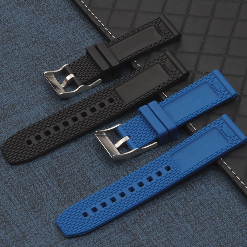 22mm 24mm black blue soft rubber silicone watchband bracelet for navitimer/avenger/breitling strap buckle logo on free tools