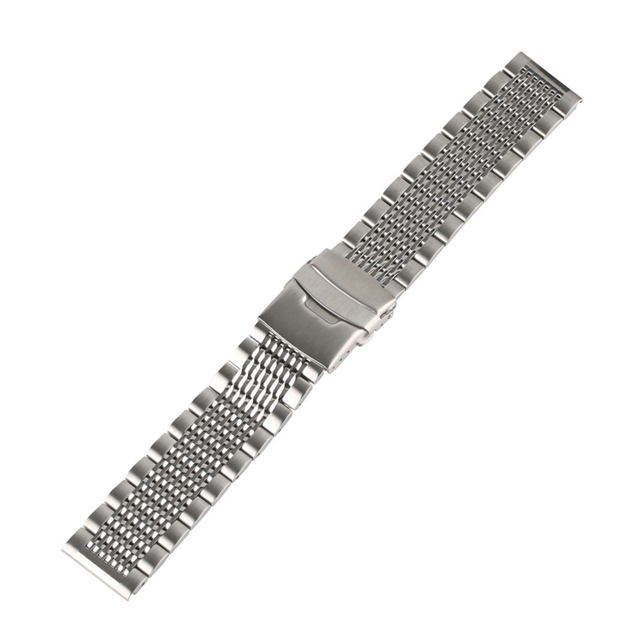 20/22/24mm Black/Silver Soild Stainless Steel Watchband Men Watches Metal Straps Watch Bracelet Replacement Watch Band Luxury