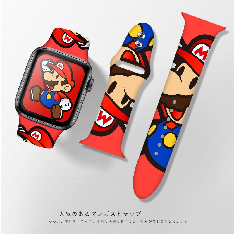 Super Mario Pokemon Silicone Strap for Apple Watch Band 44mm 40mm 38mm 42mm Silica Gel Watchband Accessories Iwatch 3 4 5 6 7