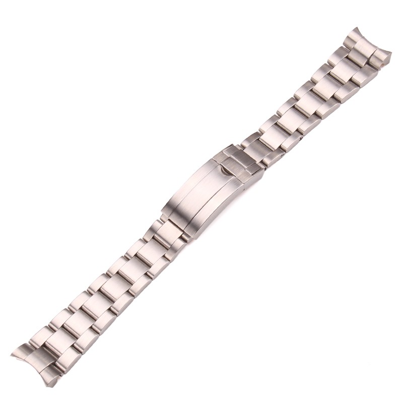 20mm 316L Stainless Steel Watches Bracelet Silver Brushed Metal Curved End Replacement Link Deployment Clasp Watch Strap