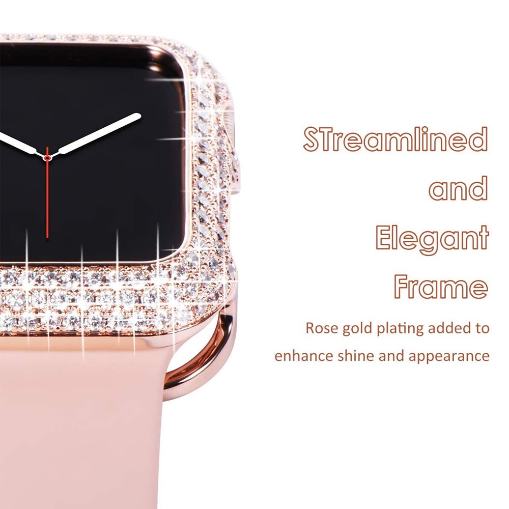 Loose Style 44mm Bling Case For Apple Watch 7 SE 6 5 4 3 40mm Frame Bronze Metal Jewelry Protective Cover 41mm Crystal 45mm