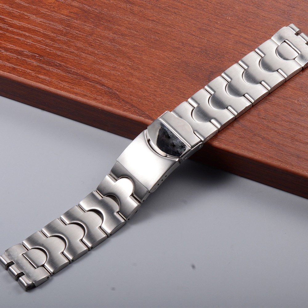 Classic 17*19mm 20*22mm Solid Stainless Watchband For Swatch Watch Bnad Strap Men Women Wristband Stock Silver Logo