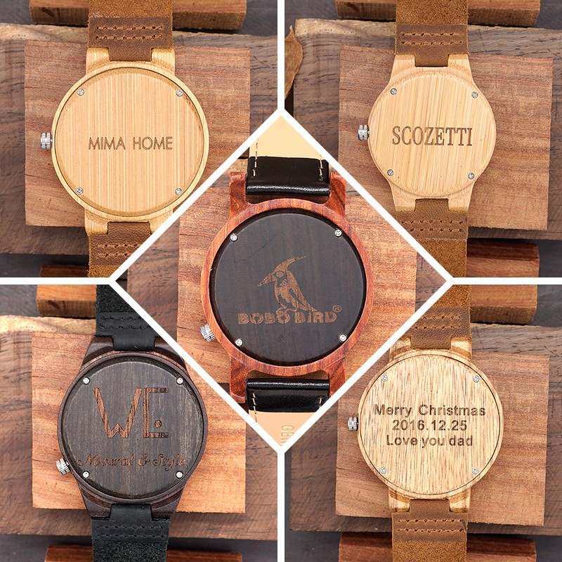 BOBOBIRD ZEBRA Wooden Watches Leather Band Watches For Men Casual Fashion Handmade Quartz Wristwatches Custom Logo Wooden Box