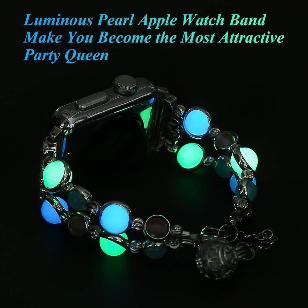 Luminous Beads Bracelet for Apple Watch 7 41mm 45 40 44mm Women Fashion Jewelry Strap for iWatch Series 7 6 SE 5 4 3 38mm 42mm