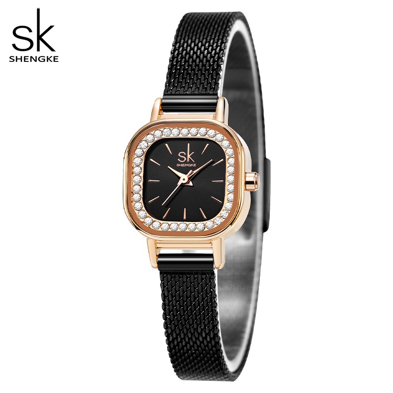 Fashion Women Simple Wristwatch Rhinestone Dial Decoration Quartz Movement Watches for Women Holiday Gifts Stainless Steel Wristwatch