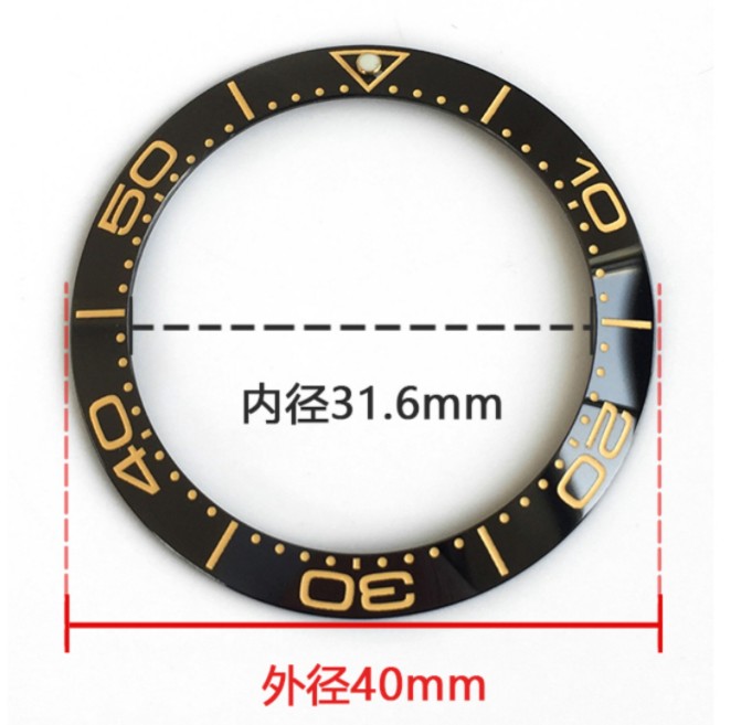 Green Luminous High Quality 40mm Slant Bezel Ceramic Insert for OMG Sea Master