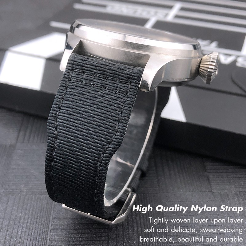 20mm 21mm 22mm Nylon Fabric Genuine Leather Watch Band Fit For IWC Watches Spitfire Pilot Mark 18 Top Gun Strap Pin Buckle