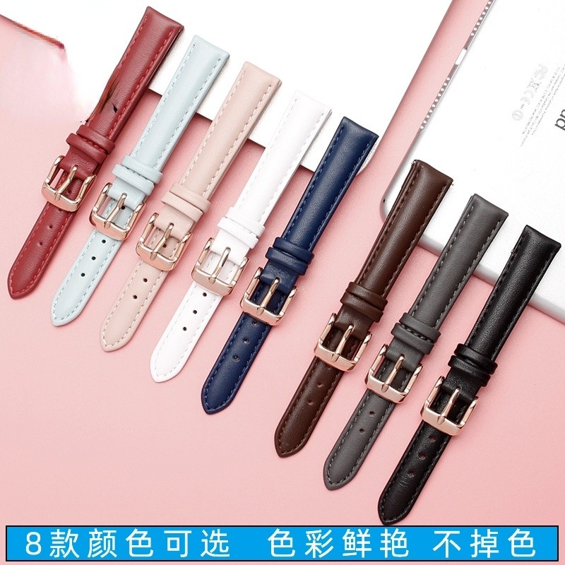 المرأة جلد طبيعي WatchBands ل كاسيو الأحفوري حزام (استيك) ساعة فولي فولي الأولى طبقة جلدية حزام ساعة اليد 12 مللي متر 14 مللي متر 16 مللي متر