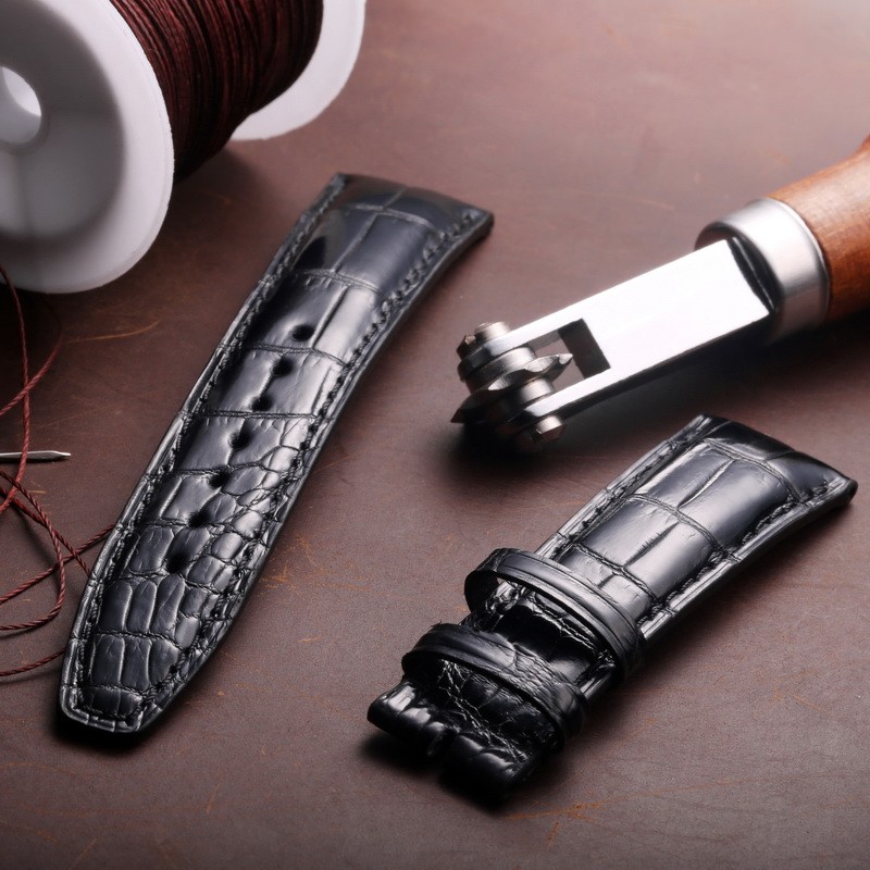 Crocodile Leather Replacement Watchbands for IWC Portuguese Pilot Black Crocodile Grain Watch Band Watch Band 20mm 21mm 22mm