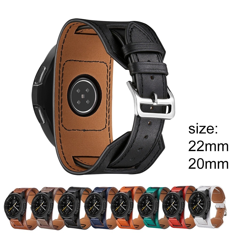 22mm 20mm watch strap for samsung galaxy watch 4 classic 46mm 42mm smart watch genuine leather strap amazfit cuff bracelet