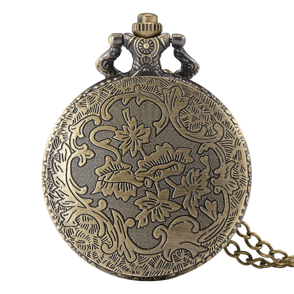 New Classic Bronze Men's Quartz Big Chain Pocket Watch Cat Pattern Unisex Advance Sense Watches Birthday Gift for Boyfriend