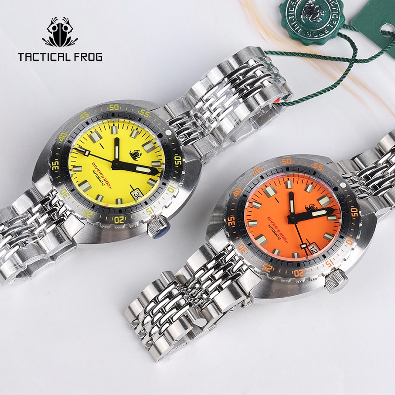 Tactical Frog Sub 300T V3 Retro Diver Watch Men NH35A Automatic Sapphire 200M Waterproof Luminous Stainless Steel Mechanical Bracelet