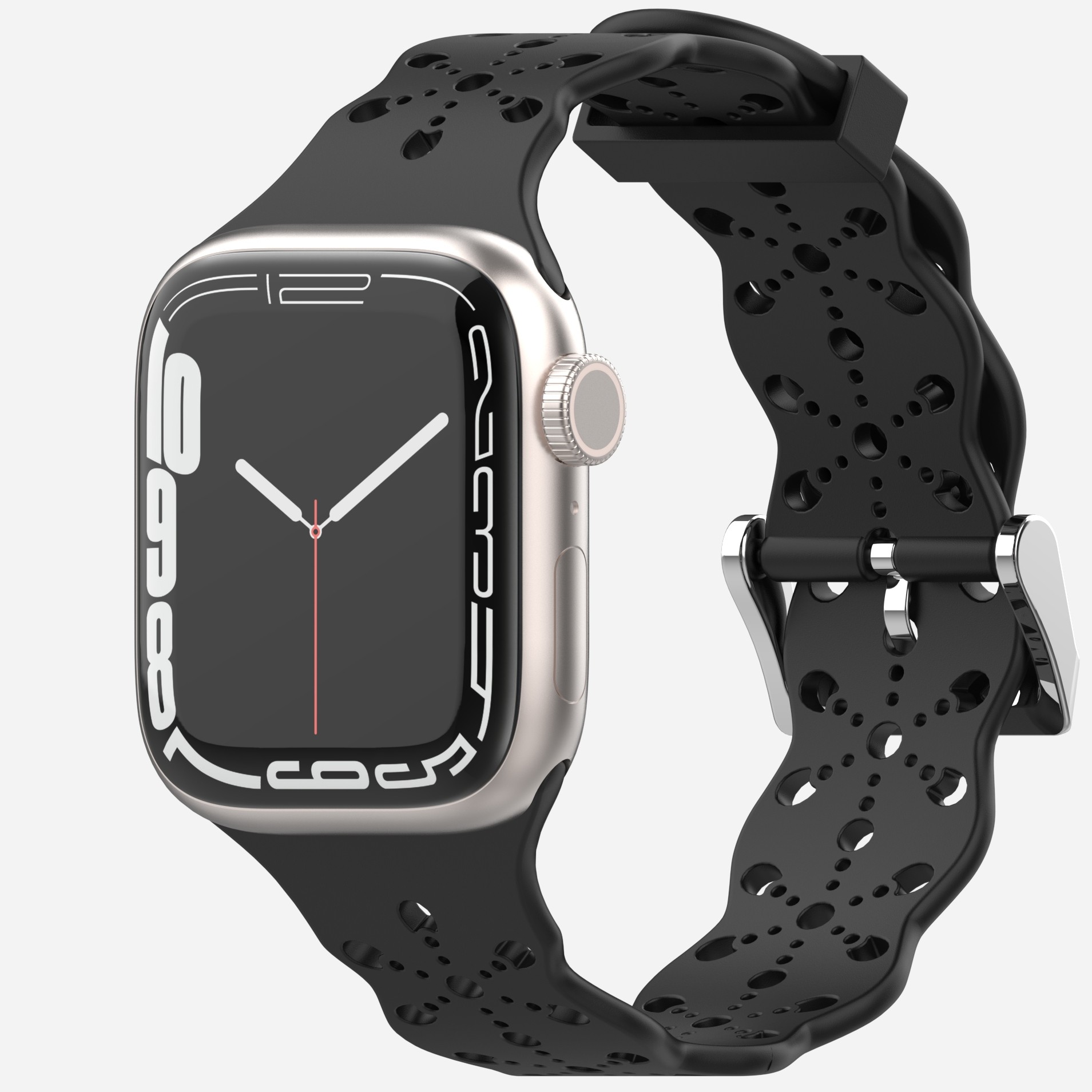 Lace Silicone Strap for Apple Watch Bnad 7 45mm 41mm Breathable Silicone Wristband for iWatch 6 5 4 3 SE 44mm 42mm 40mm