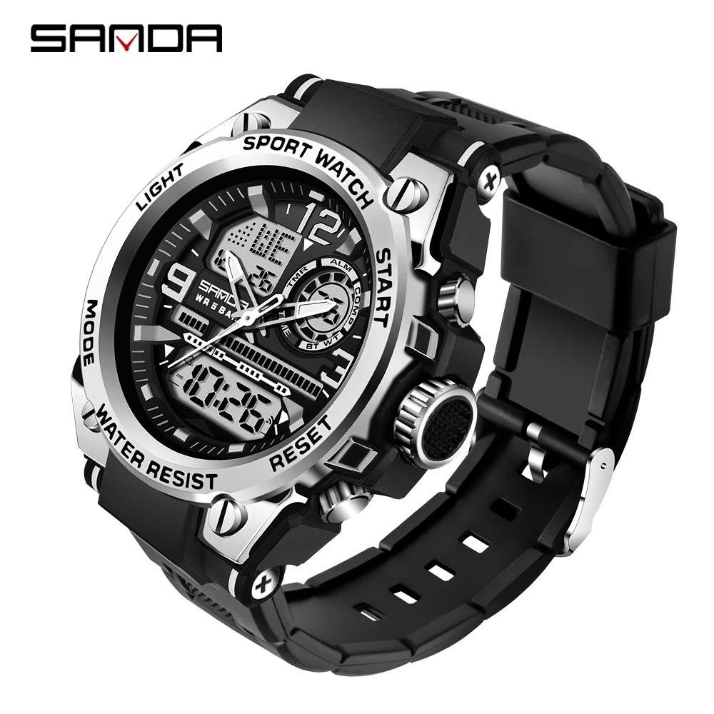 SANDA G Style Men's Digital Watch Military Shock Sports Watches Dual Display Waterproof Electronic Wristwatch Relogio Masculino