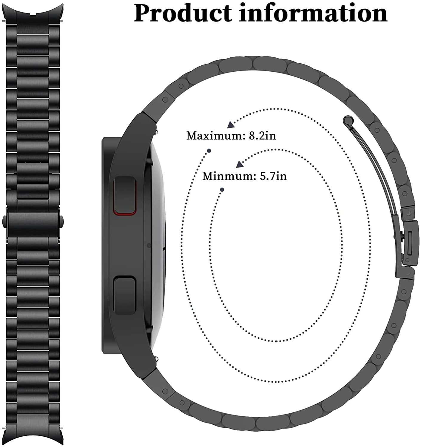 Sambois No Bands Bands Compatible with Samsung Galaxy Watch 4 Classic 46mm/42mm, Solid Stainless Steel Business Bands 40mm/44mm