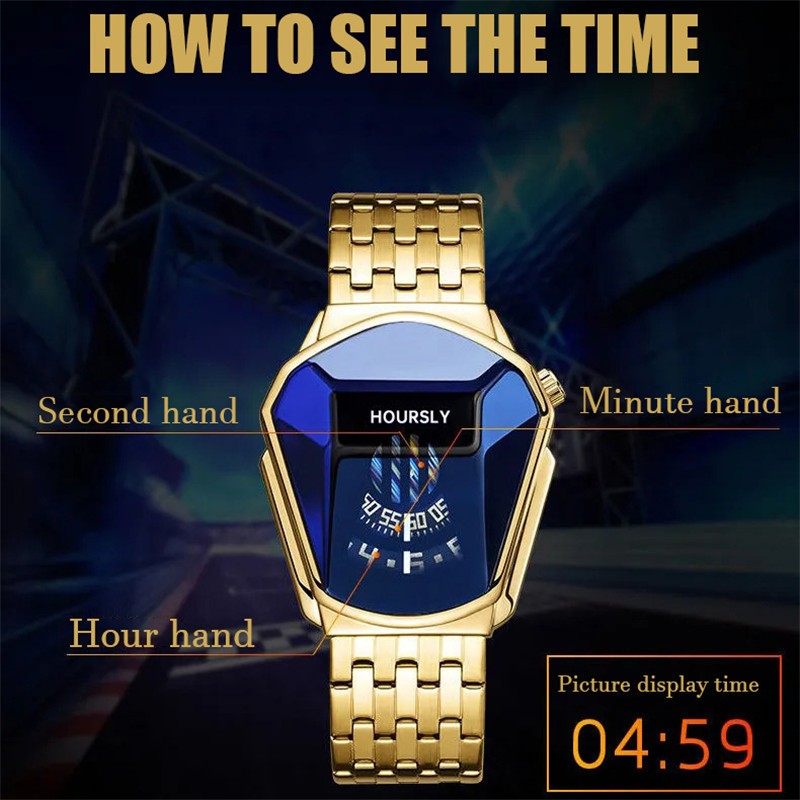 Gold Luxury Brand Trend Cool Men's Wrist Watch Stainless Steel Technology Fashion Quartz Watch Men 2022 Relogio Masculino