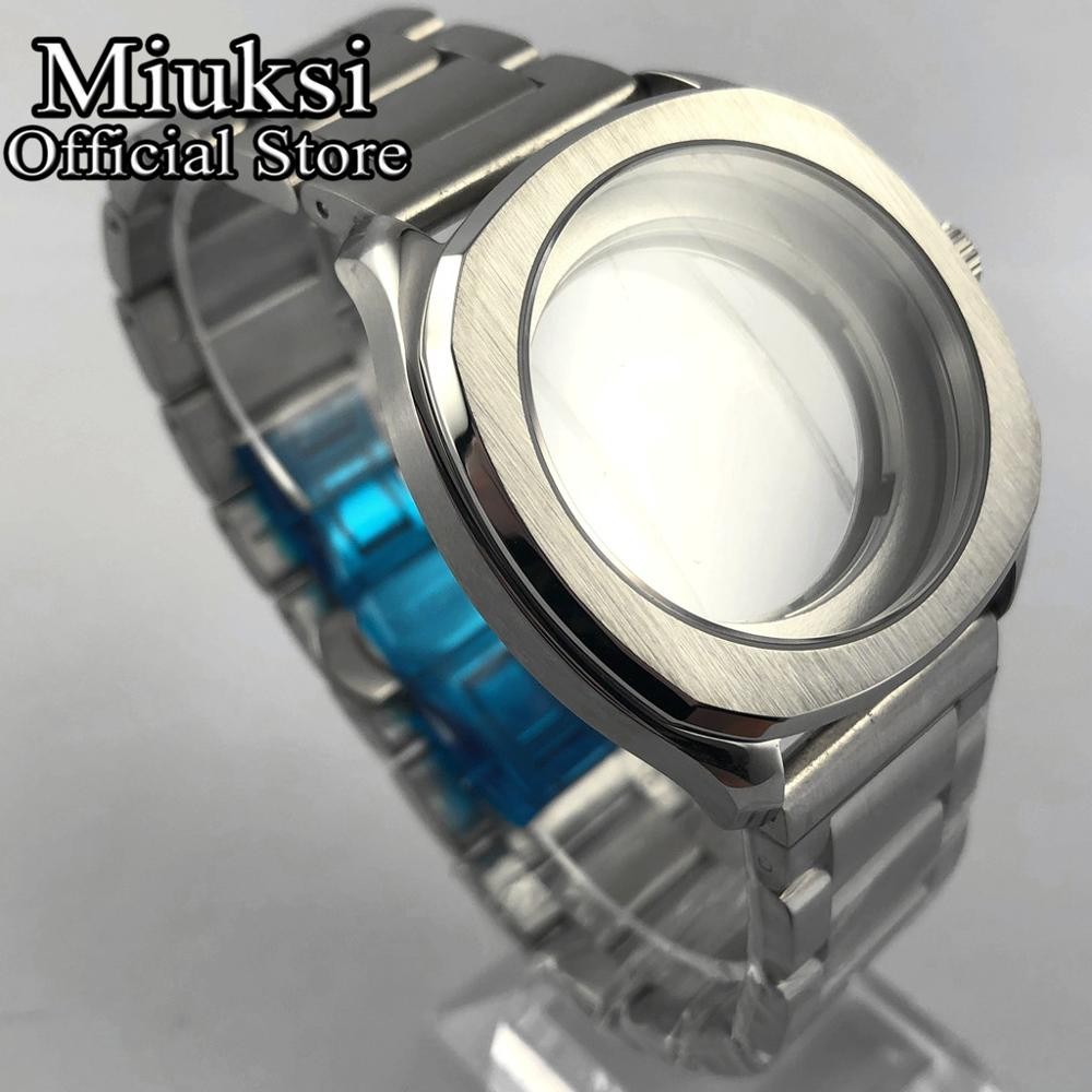 Miuksi 40mm Watch Silver Case Sapphire Crystal Fit NH35 NH36 ETA2824 2836 Miyota 8205 8215 821A Mingzhu DG2813 3804 Movement