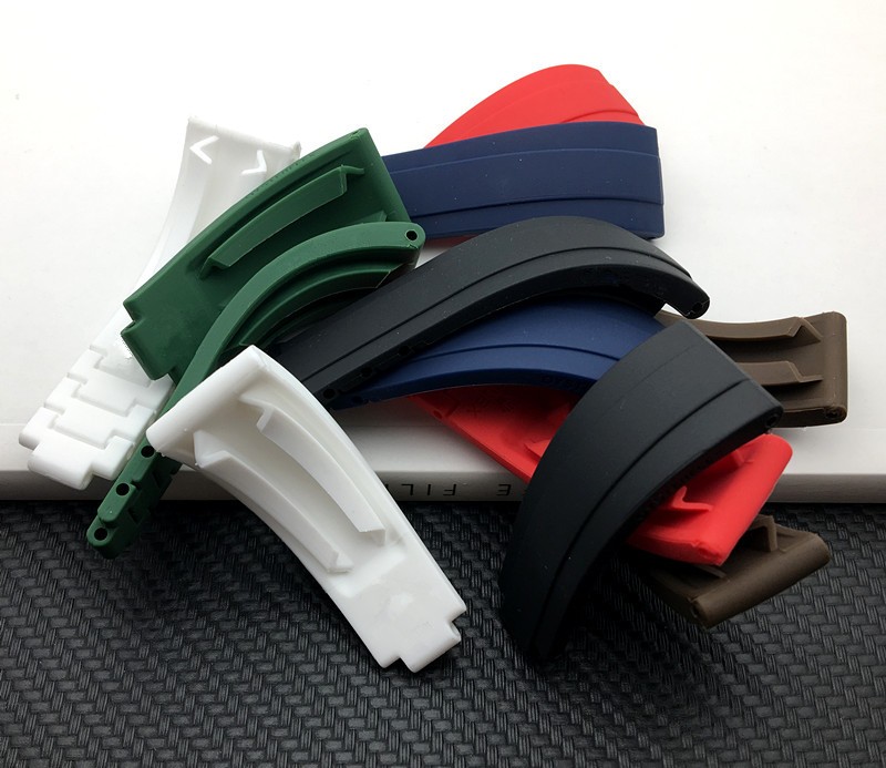 20mm Black Red Green Blue White Rubber Watchband for Role Strap Oyster Yacht-Master COSMOGRAP Sub-Mariner Watch Band