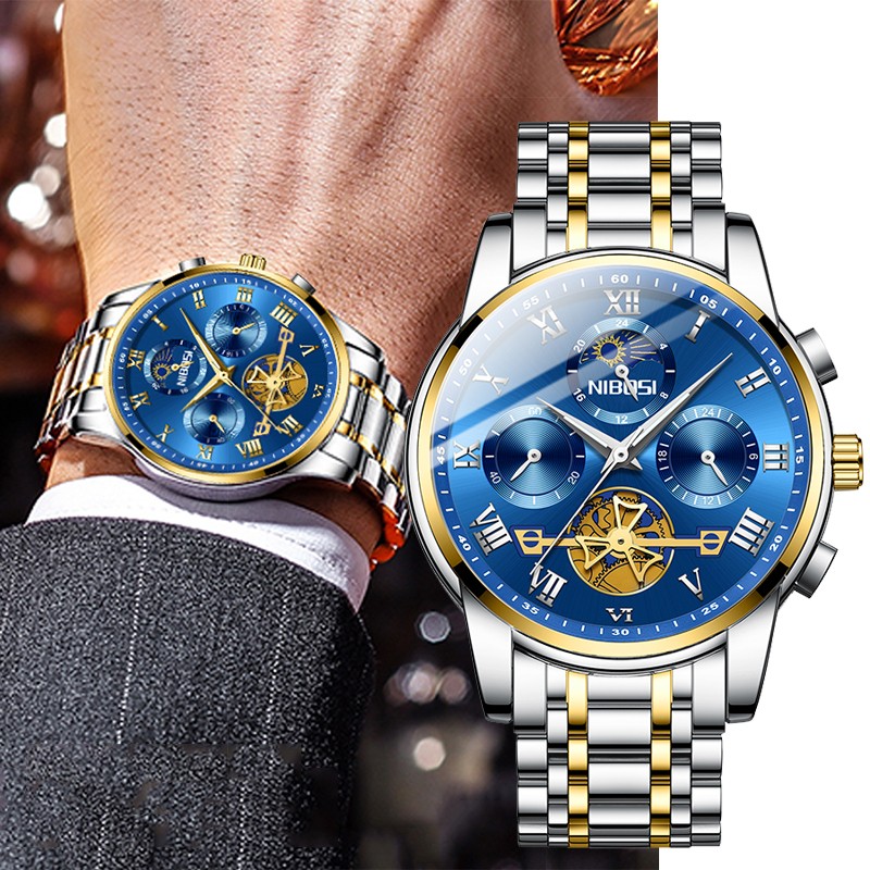 2022 New NIBOSI Luxury Watch Men Waterproof Watches Chronograph Sports Watches Mens Quartz Casual Wristwatch Reloj Hombre