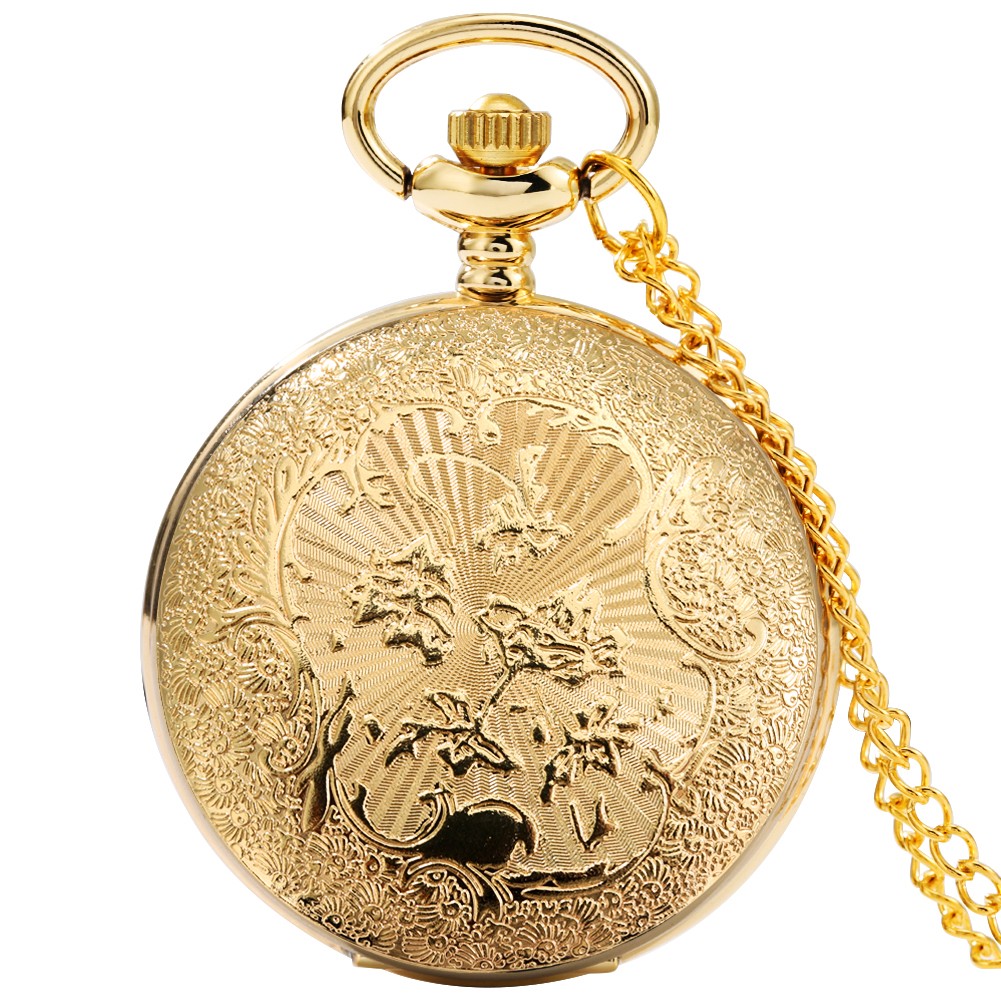 2022 New Unisex Gold Quartz Face Chain Pocket Watch Transparent Dripping Glue Diamond Bee Pattern Birthday Gift for Friend