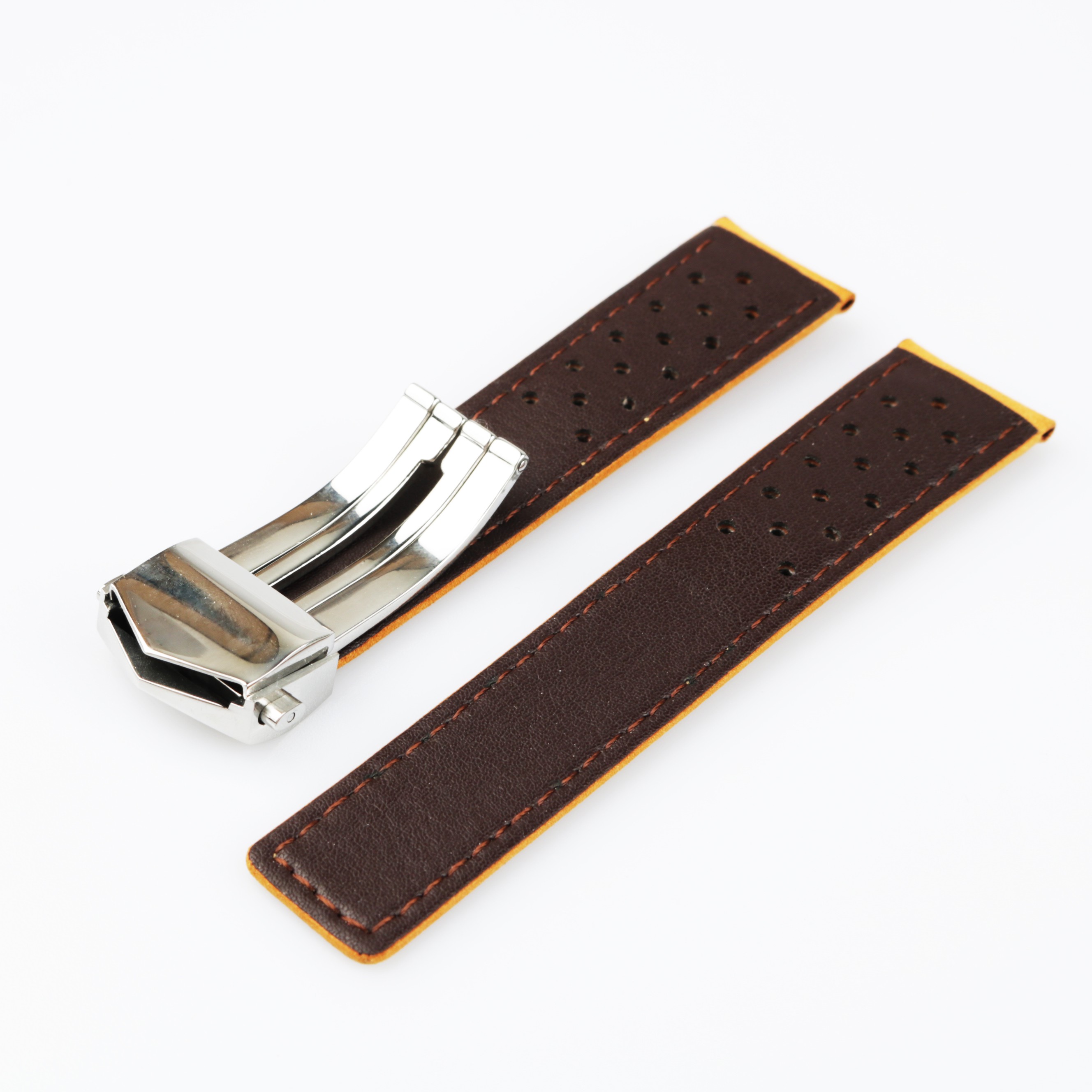 CARLYWET 20 22mm Light Brown Real Calf Suede Leather Vintage Replacement Wrist Leather Watch Band Strap with Clasp for Tag Heuer