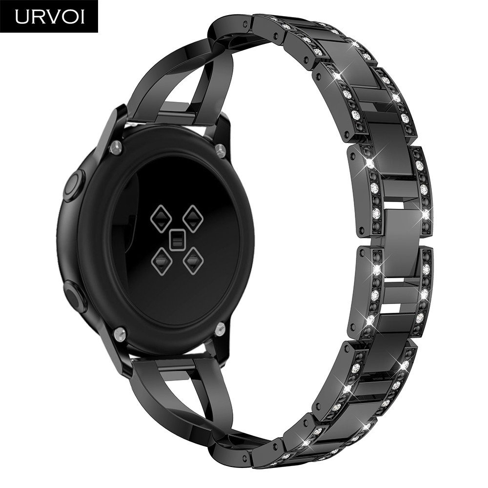 URVOI Band for Galaxy Watch Active Double X Strap Stainless Steel Fold Over Clasp with Zircon Quick Release Wrist Pins 42 46mm