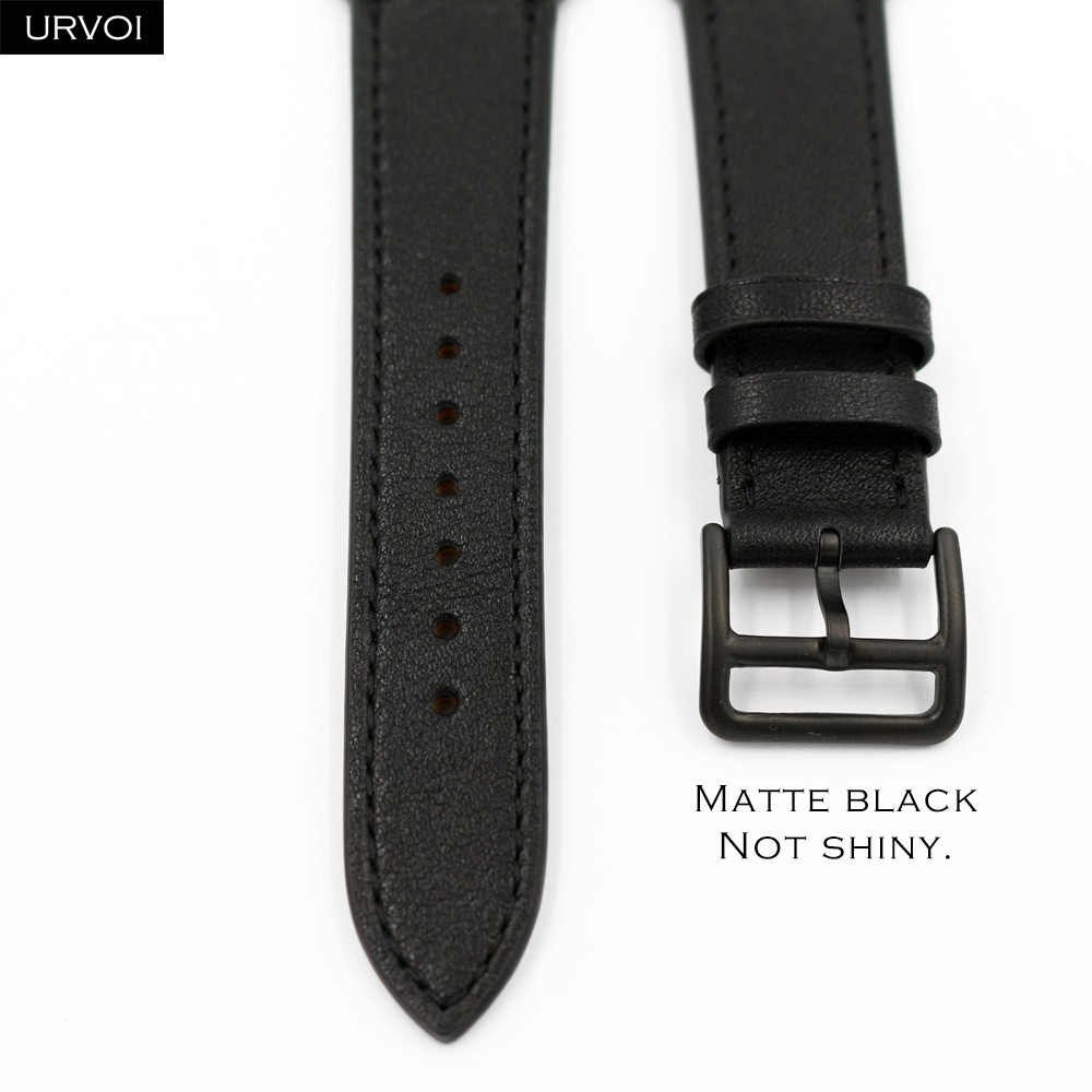 URVOI One Round Ring For Apple Watch 7 6 SE 5 4 3 Strap For iwatch Luxury Strap Genuine Swift Handmade Leather Ring Nior Black