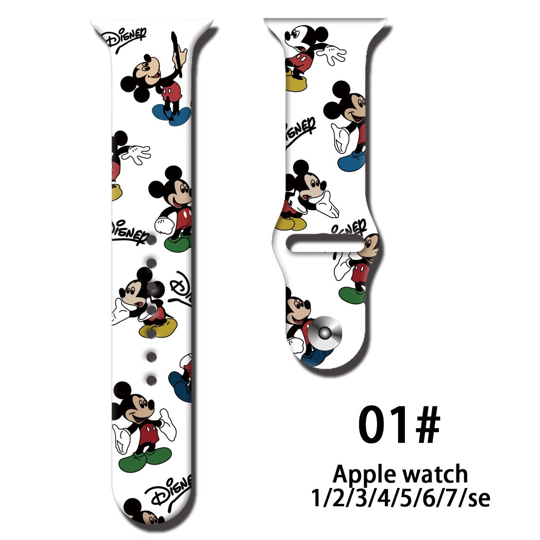 Disney Solo Strap Loop For Apple Watch Band 44mm 40mm 38mm 42mm Mickey Minnie Silicone Bracelet iwatch 6 5 4 3 SE 7 45mm 41mm